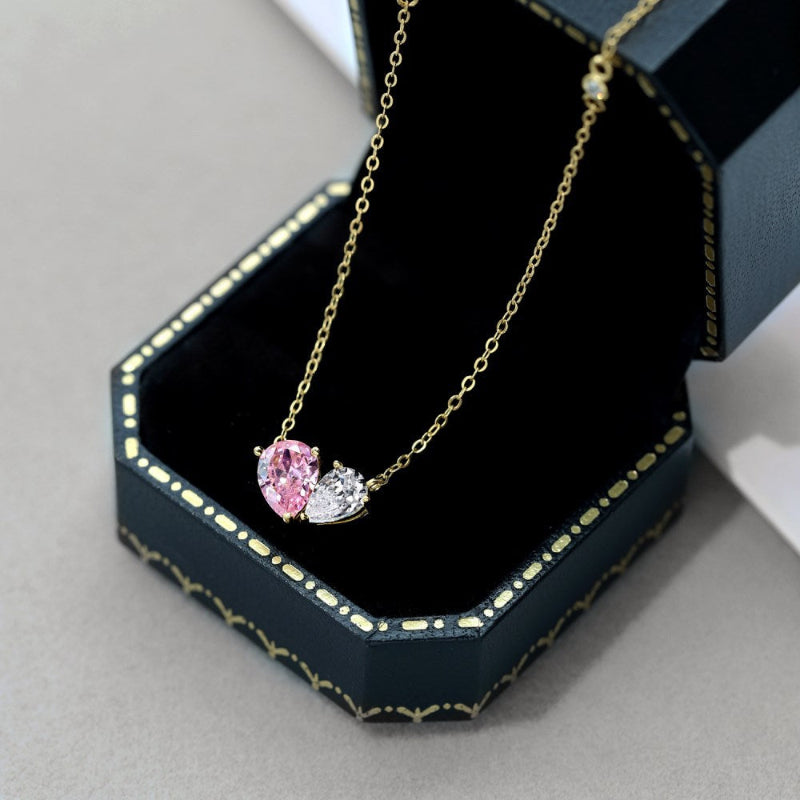 Subtle Sparkle Twin Heart Gold Necklace

