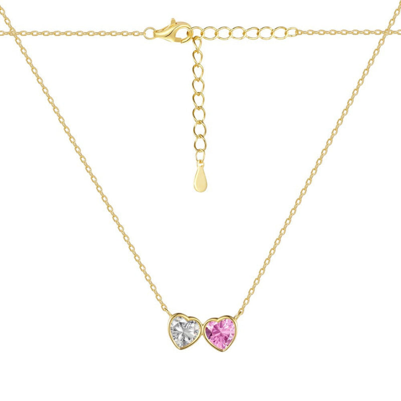 Bezel Set Heart Pair Necklace

