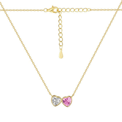 Bezel Set Heart Pair Necklace

