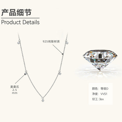 Modern Sterling Silver D Color Moissanite Necklace

