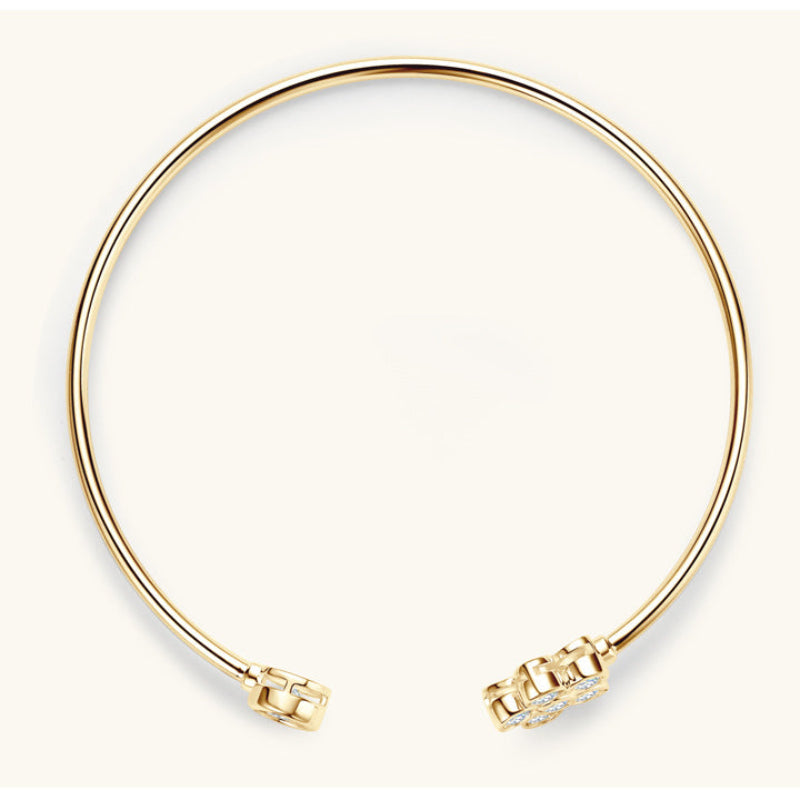 Timeless Classic Stone Motif Open Bracelet

