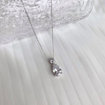White Gold Tone Two Stone Necklace

