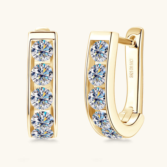 14mm D-Grade Moissanite Huggie Hoops

