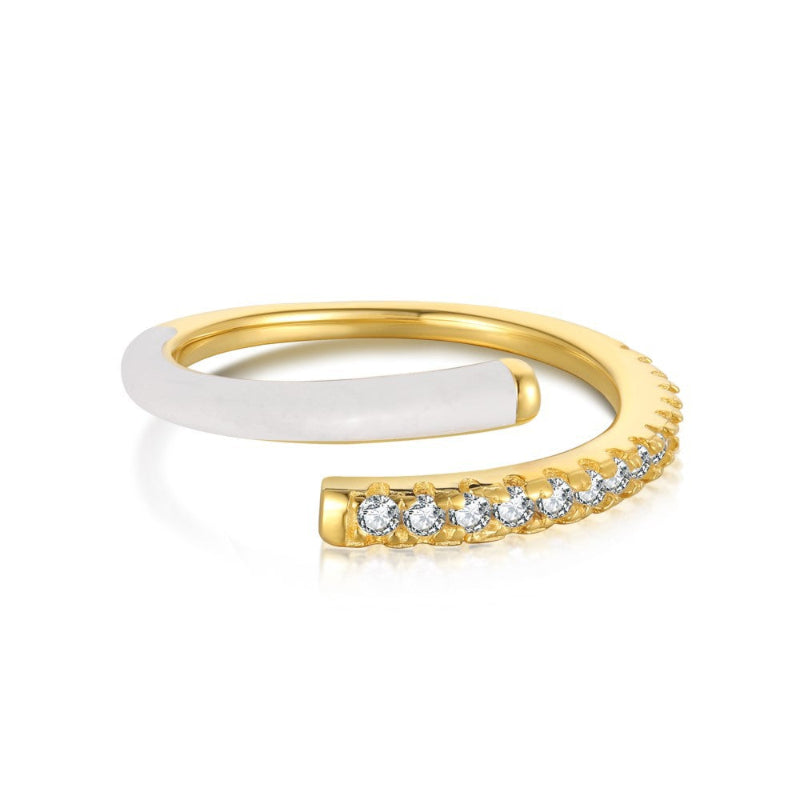 Fashion White Enamel Open Ring

