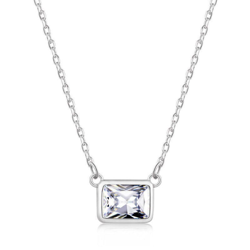 Dainty Gold Plated Rectangular Sapphire Blue Pendant

