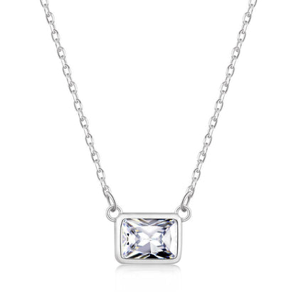 Dainty Gold Plated Rectangular Sapphire Blue Pendant

