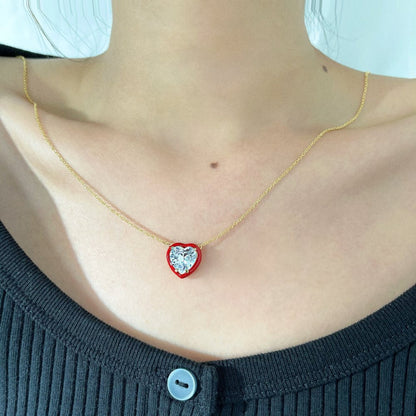 Heart-Shaped Crystal Pendant with Red Halo

