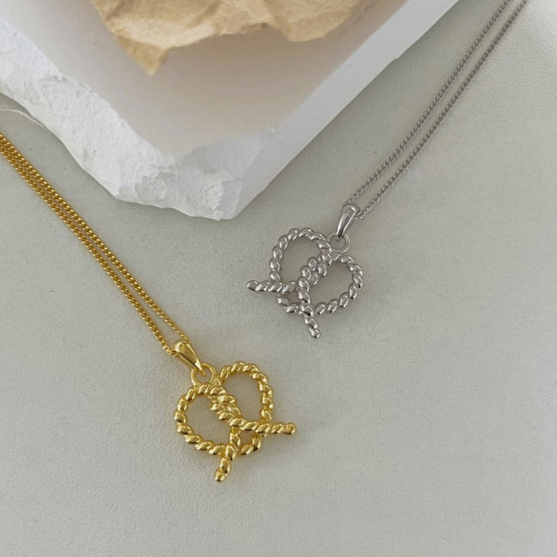 Chunky Gold Twisted Heart Necklace

