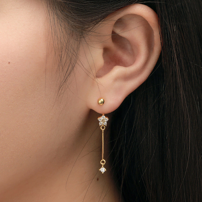 Crystal Flower Dangle Stud

