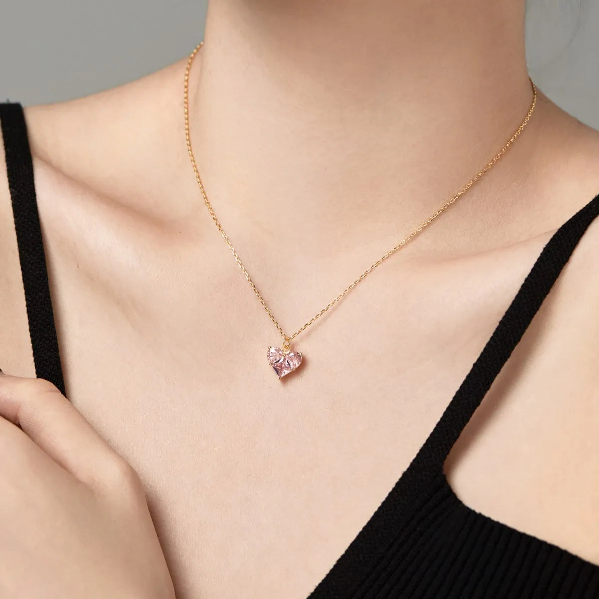 Gold Heart with Pink Gems