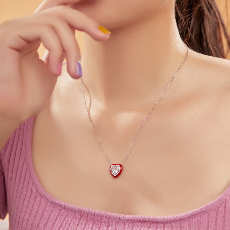 Vibrant Blue Heart Enamel Pendant on Gold Chain


