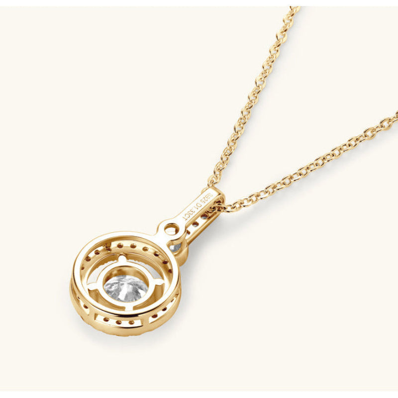 Glamorous Moissanite Circle and Stone Drop Necklace

