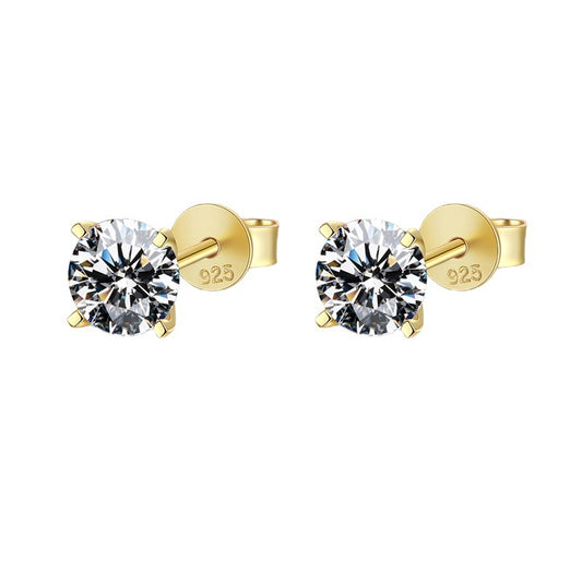 Four-Prong Solitaire Stud Earrings (Gold)

