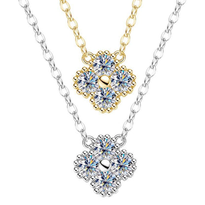 Elegant Four-Petal Moissanite Cluster Necklace


