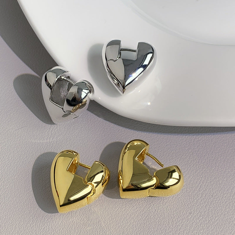 Chunky Gold Heart Hoops

