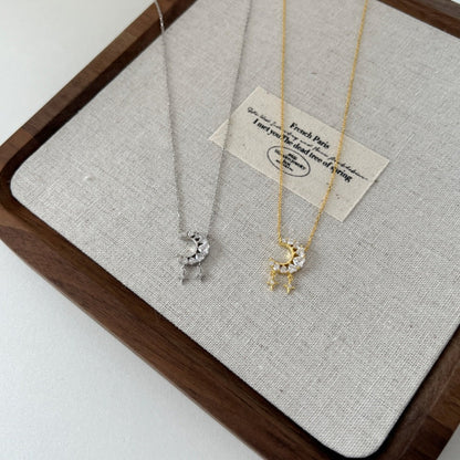 Dreamy Moon and Two Stars Necklace


