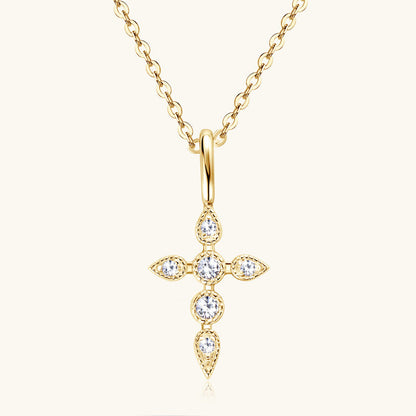 925 Sterling Silver Gold Plated Cross with Moissanite

