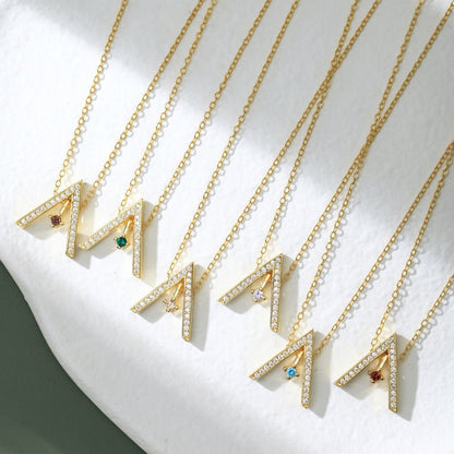 Golden Initial "A" Birthstone Necklace Collection

