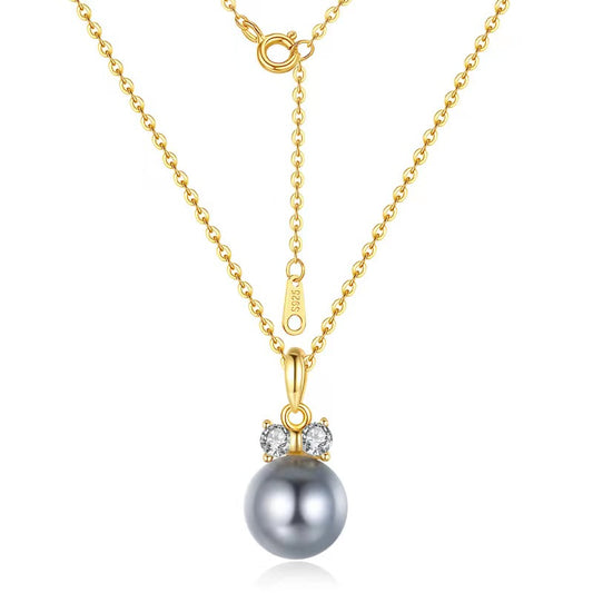 silver black pearl chains for women