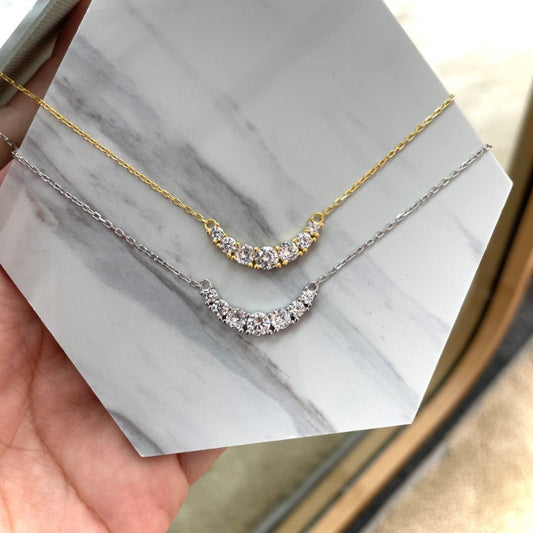Sparkling Gold Pave Arc Necklace

