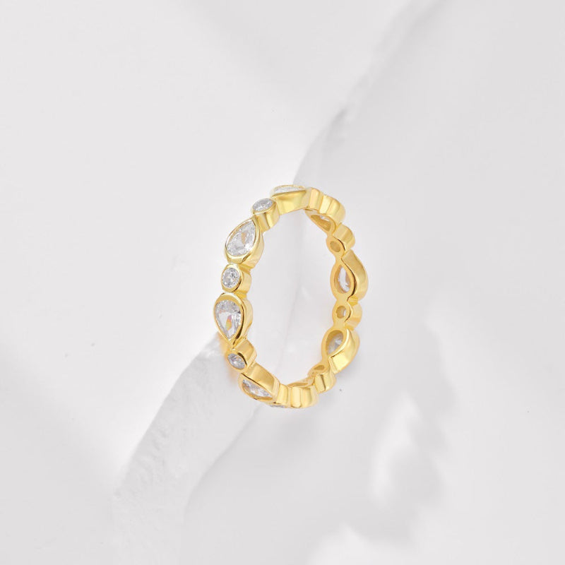 Brilliant Gold Mixed Stone Ring

