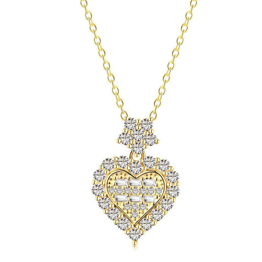 Diamond-Kissed Gold Heart Pendant

