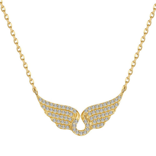 Sparkling Gold Feathered Wings Necklace

