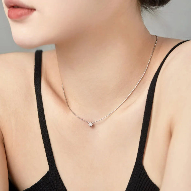 Minimalist Gold and Diamond Simulant Necklace

