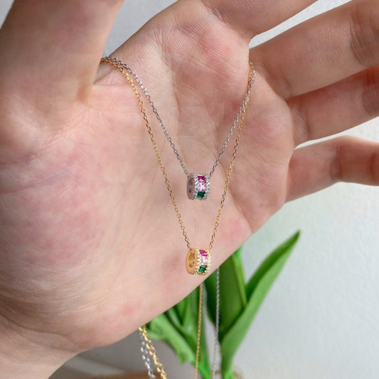 Sparkling Multi-Color Cylinder Pendant

