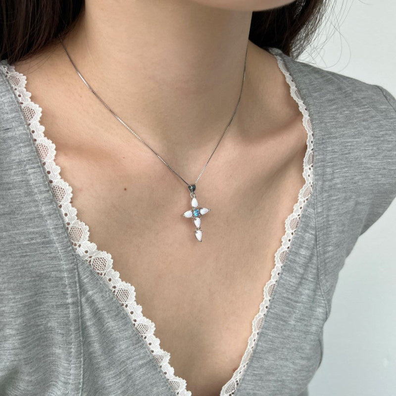 Stunning Statement Opal Cross Pendant