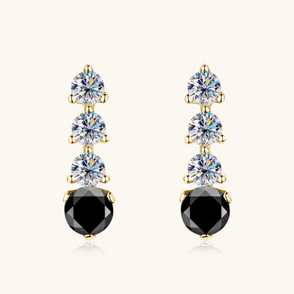 Black and White Moissanite Bar Earrings

