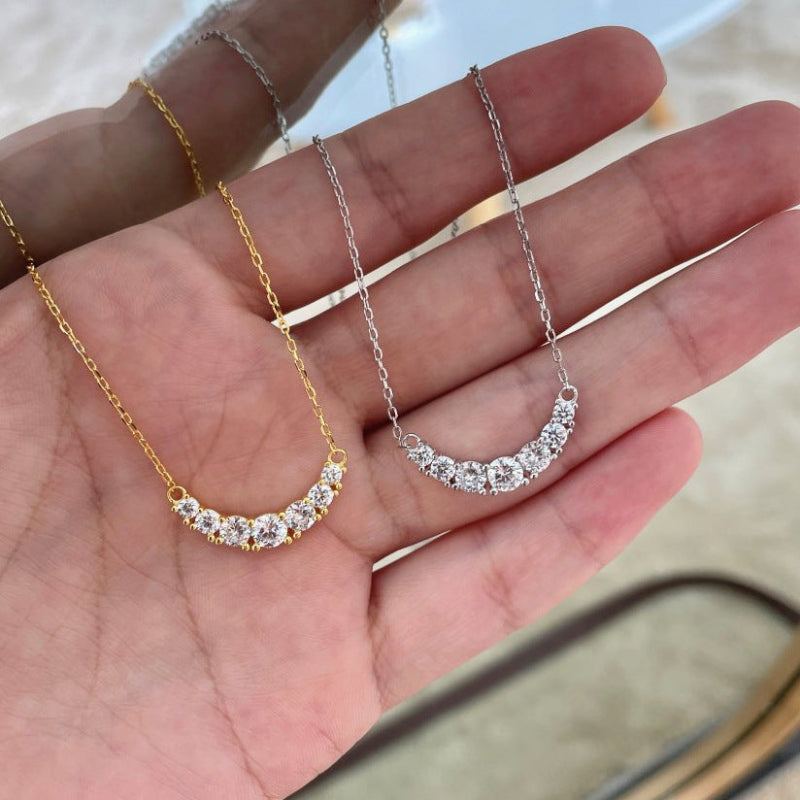 Dainty Gold Smile with Crystals

