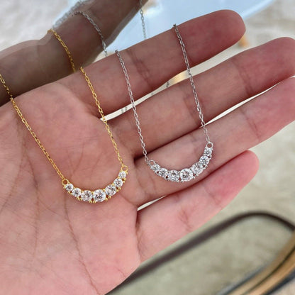 Dainty Gold Smile with Crystals


