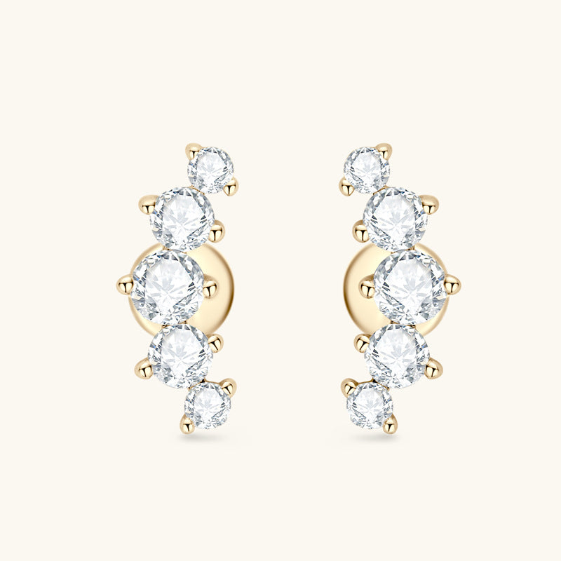 Five-Stone Moissanite Ear Cuff Studs

