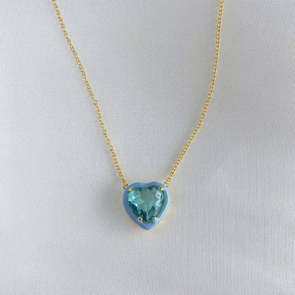 Green Heart Enamel Necklace