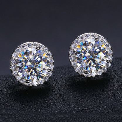 VVS Moissanite Diamond Halo Stud Earrings For Men