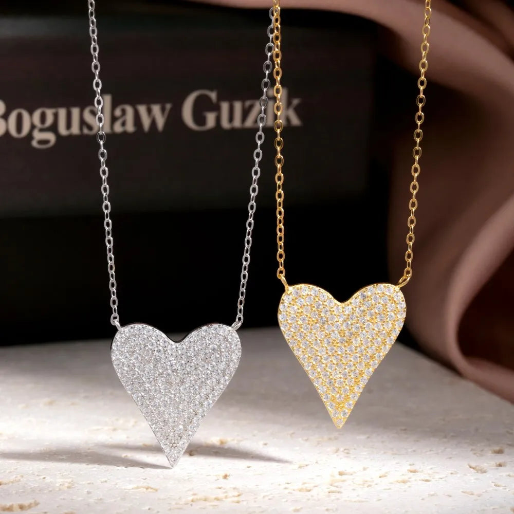 925 Sterling Sliver Heart Tennis Necklaces