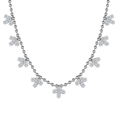 Leaf Bead Chain Zirconia Necklace for Women