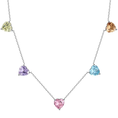 Heart Shape Colorful 925 Sterling Silver Necklace