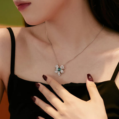 Zirconia Bow Knot Pendant Necklace for Women