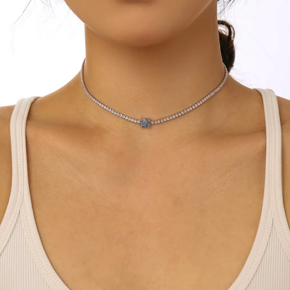 8A Cubic Zirconia Choker Tennis Necklace