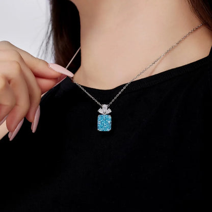 Crushed Iced Out Cut Rectangle Pendant Necklaces