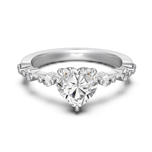 Zirconia Heart Engagement Bridal Rings