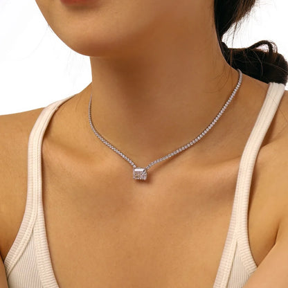 Rectangle 8A Cubic Zirconia Tennis Necklace