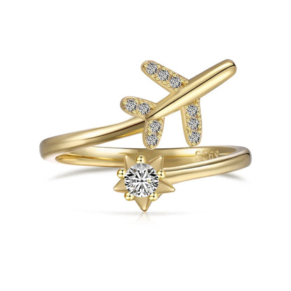 18K Gold Plated Adjustable Ring Airplane Rings