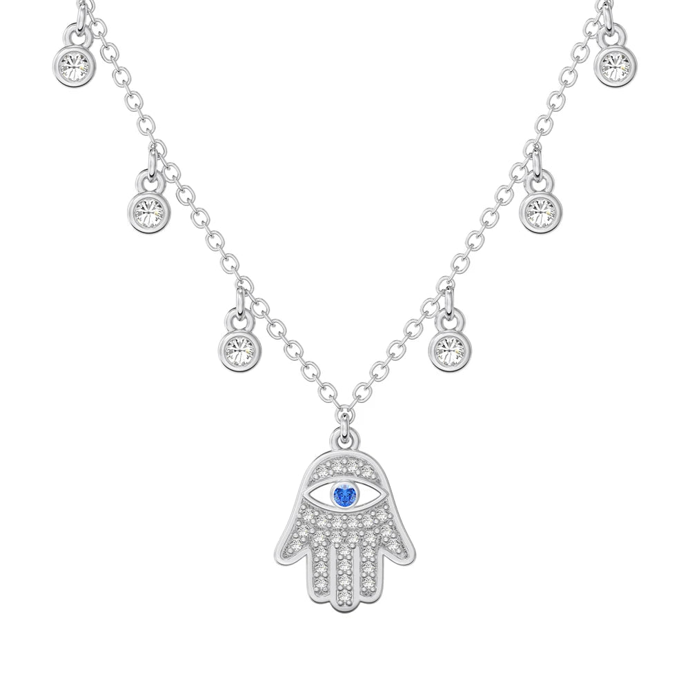 Tassel 5A Zirconia Evil Protection Hamsa Hand Pendant