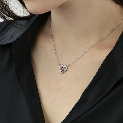 New Design Hollow Pink Heart Pendant Necklaces