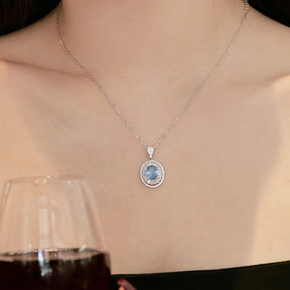 Sapphire Diamond Blue 5A Cubic Zirconia Necklace