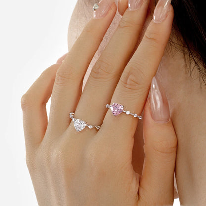 Zirconia Heart Engagement Bridal Rings