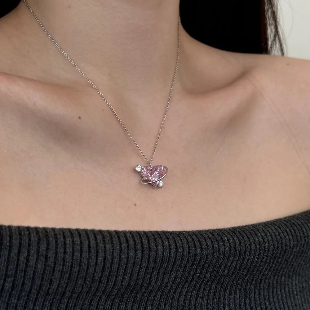 Pink Diamond Heart Love Pendant